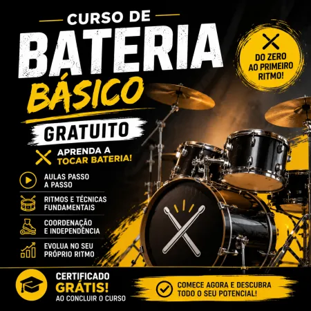 Curso de Bateria Básico Gratuito - Aprenda a tocar bateria